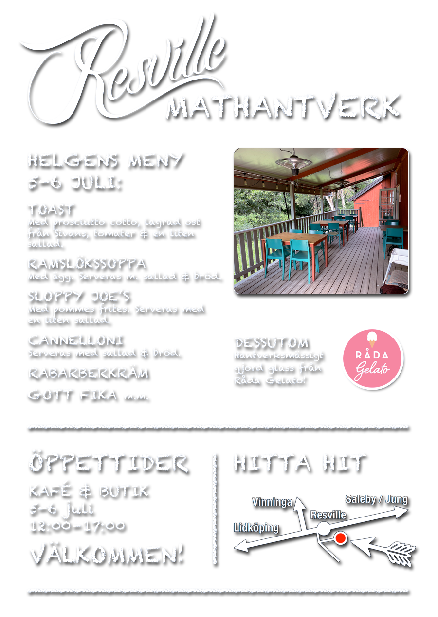 Meny Resville Mathantverk 5-6 juli