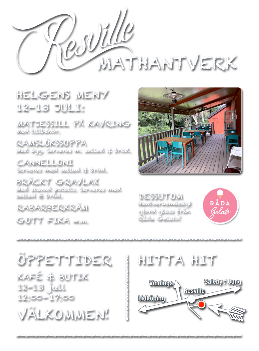 Meny Resville Mathantverk 12-13 juli