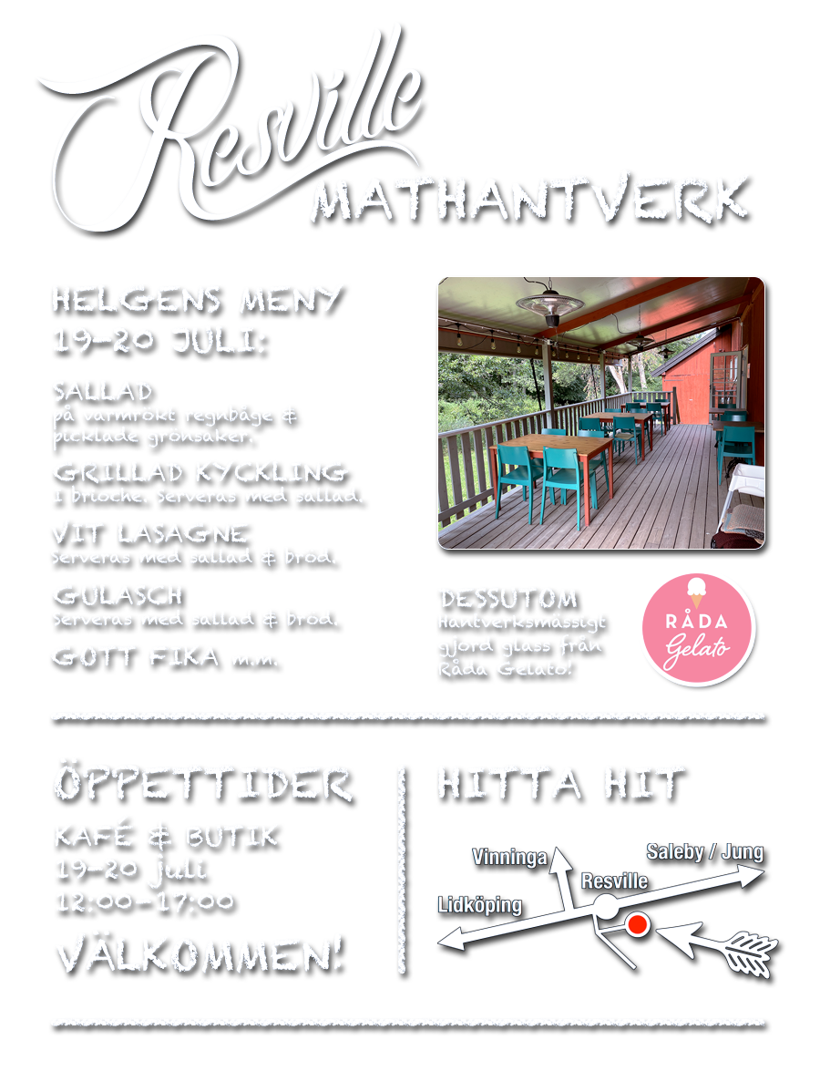 Meny Resville Mathantverk 19-20 juli
