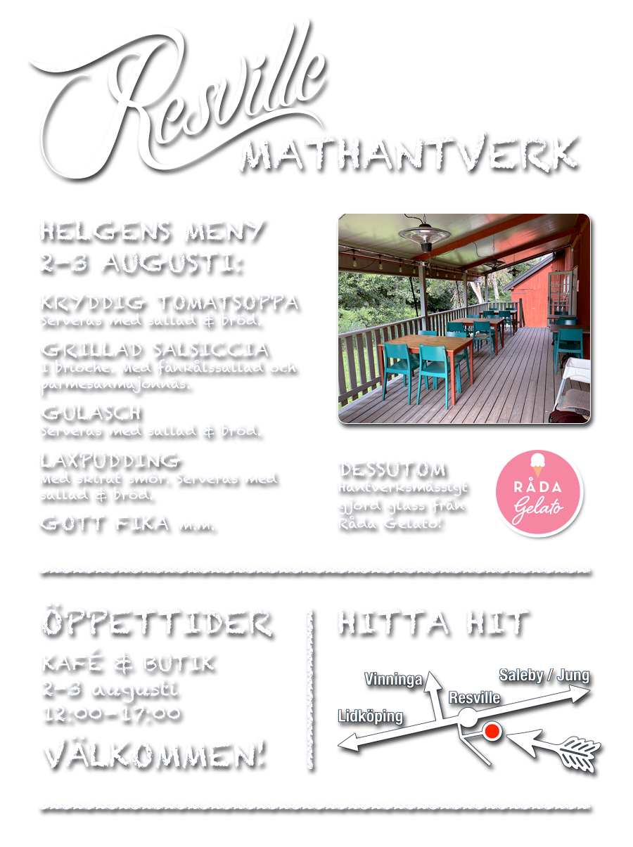 Resville Mathantverk meny 2-3 augusti