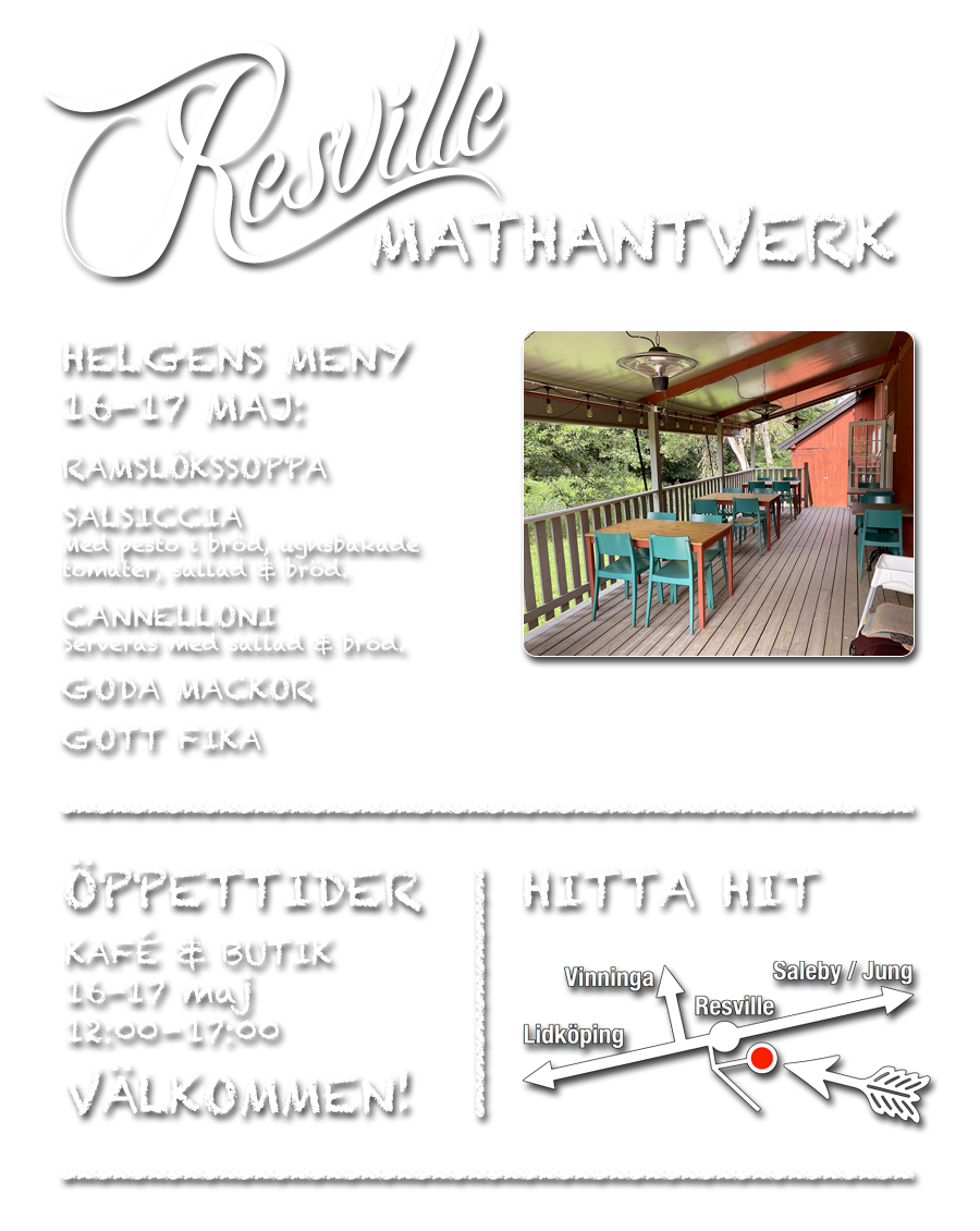 Resville Mathantverk håller stängt 30-31 augusti 2025